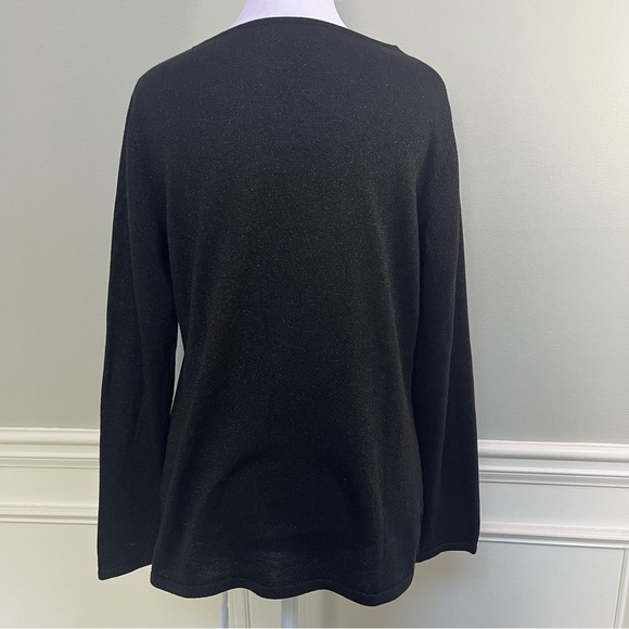 Chico's Sparkling Black Crew Neck Silk Sweater Size S - Picture 6 of 8